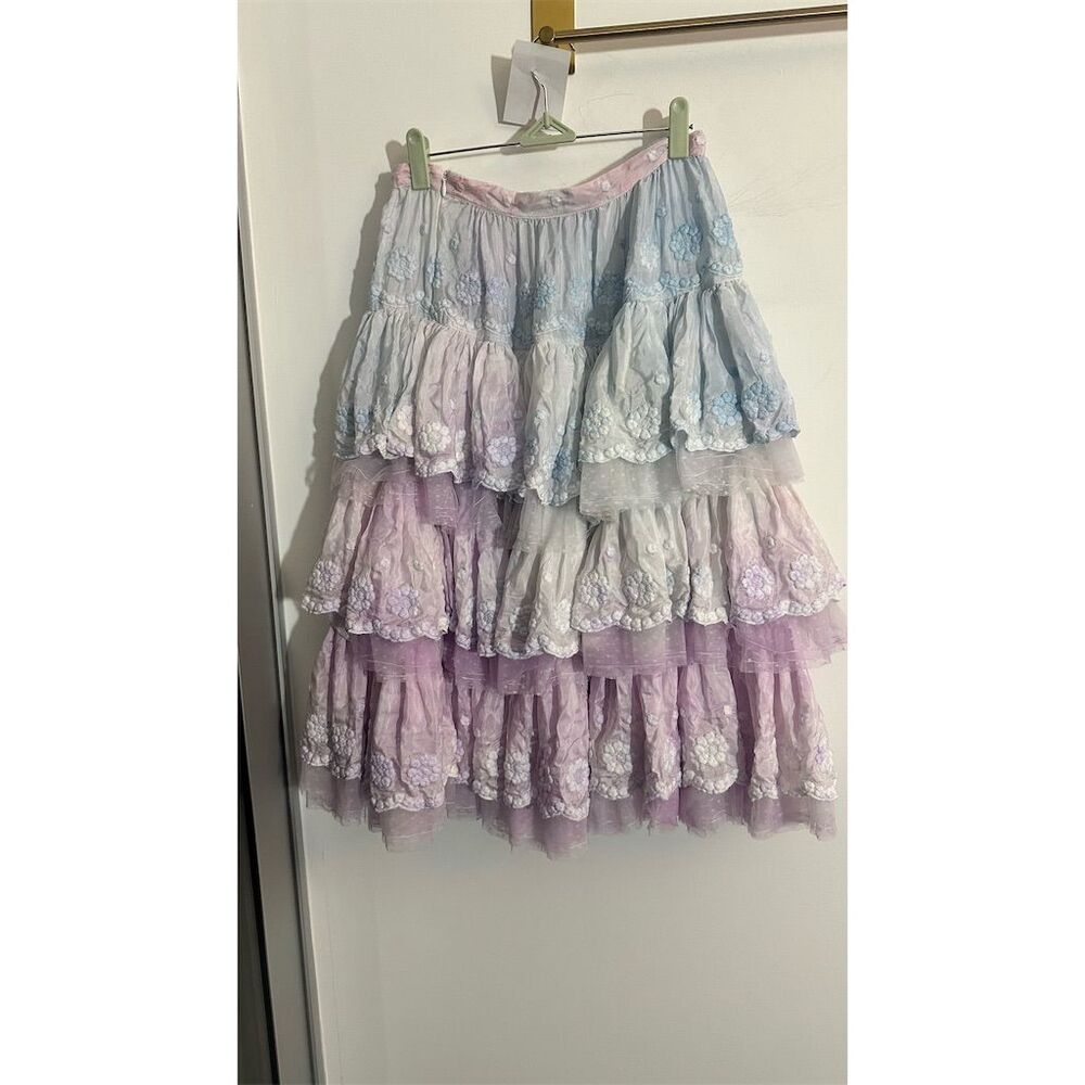 LoveShackFancy Pastel Tiered Midi Skirt
